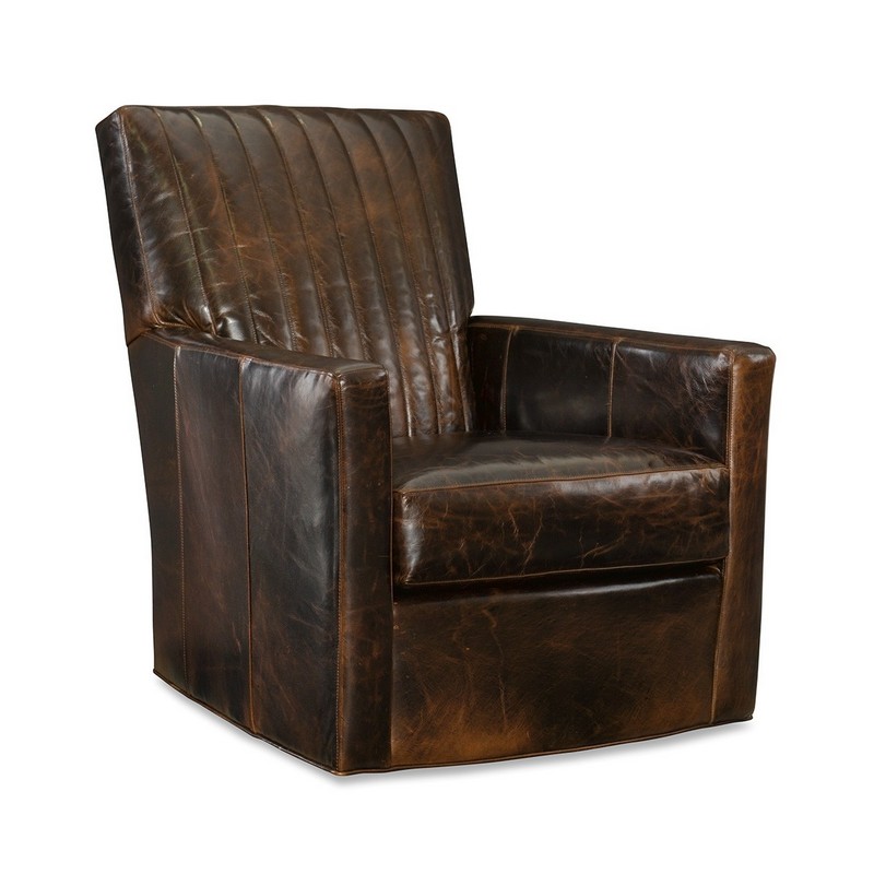 CR Laine Leather Channel Back Swivel Chair