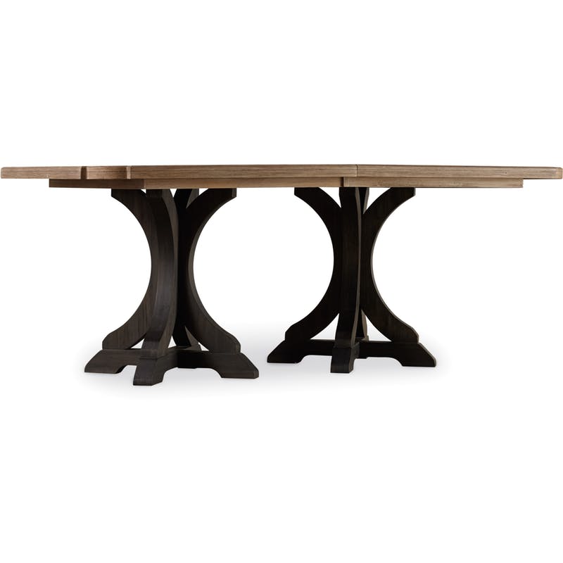 Hooker Dark Rectangle Pedestal Dining Table (Dark Base Light Top)