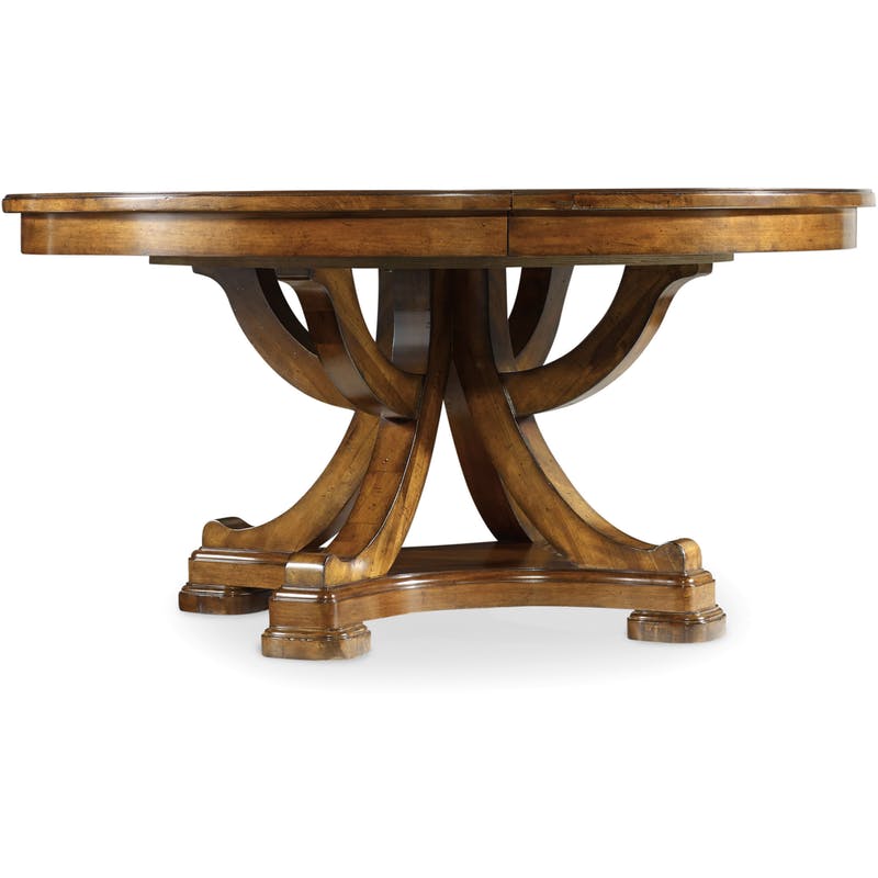 Hooker Round Pedestal Dining Table with One 18 inch Leaf