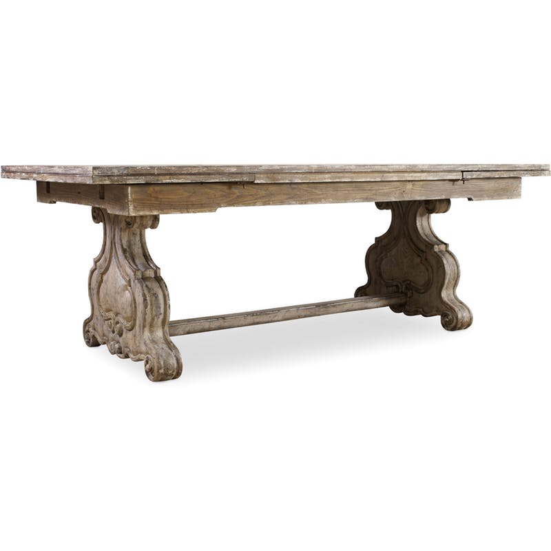 Hooker Refectory Rectangle Trestle Dining Table with Two 22 inch Leaves