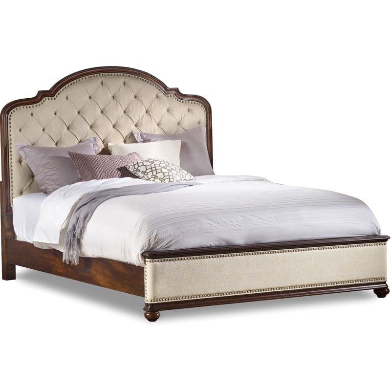 Hooker King Upholstered Bed with Wood Rails