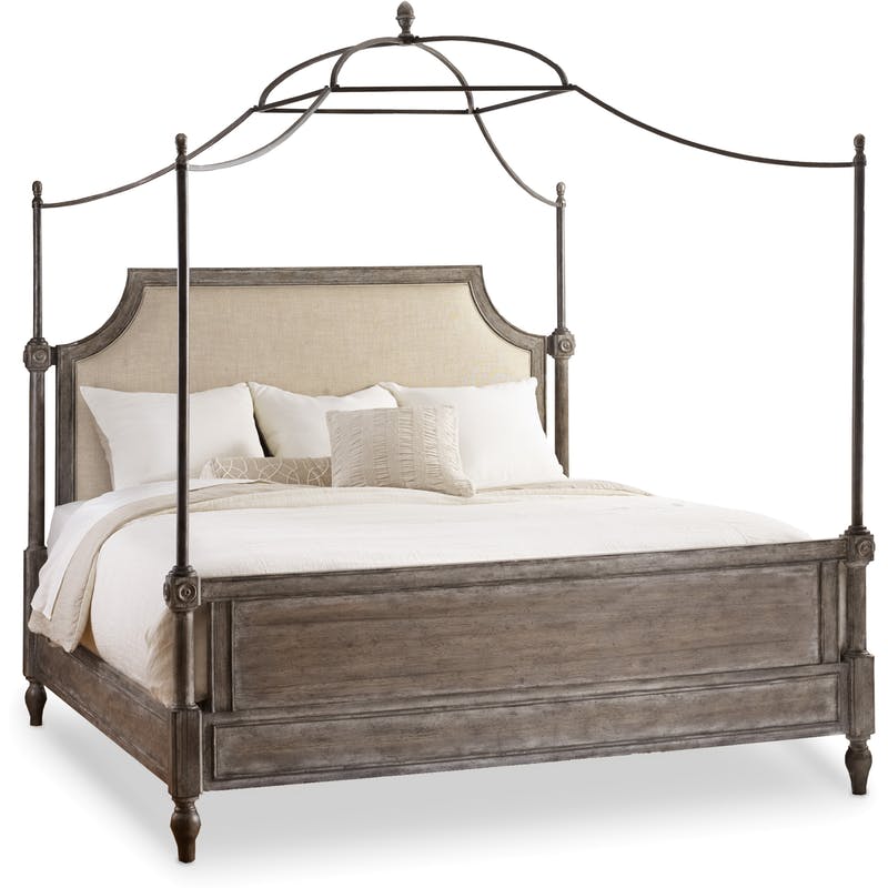 Hooker King Fabric Upholstered Canopy Bed