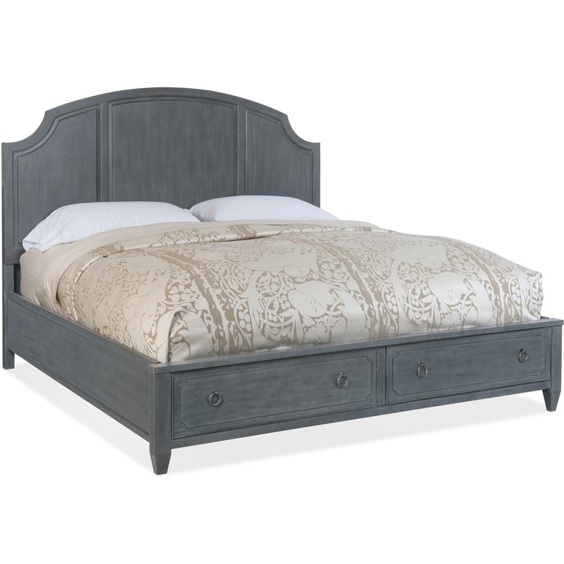 Hooker King Wood Panel Bed with Storage Footboard
