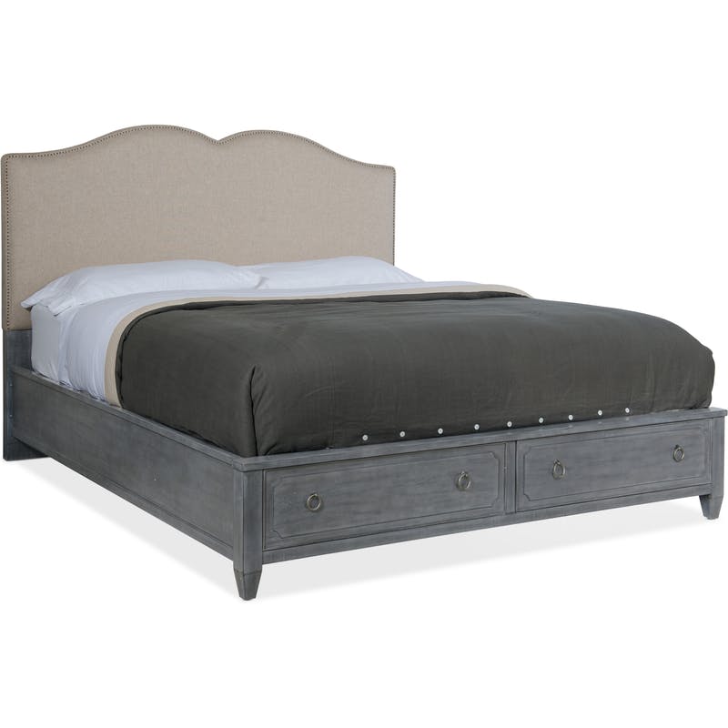 Hooker King Upholstered Panel Bed with Storage Footboard