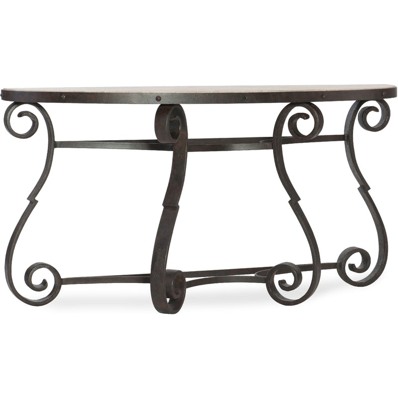 Hooker Luckenbach Metal and Stone Demilune Console