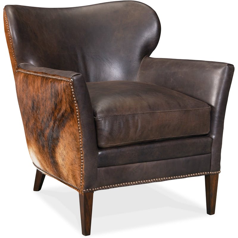 Hooker Leather Club Chair with Dark Brindle