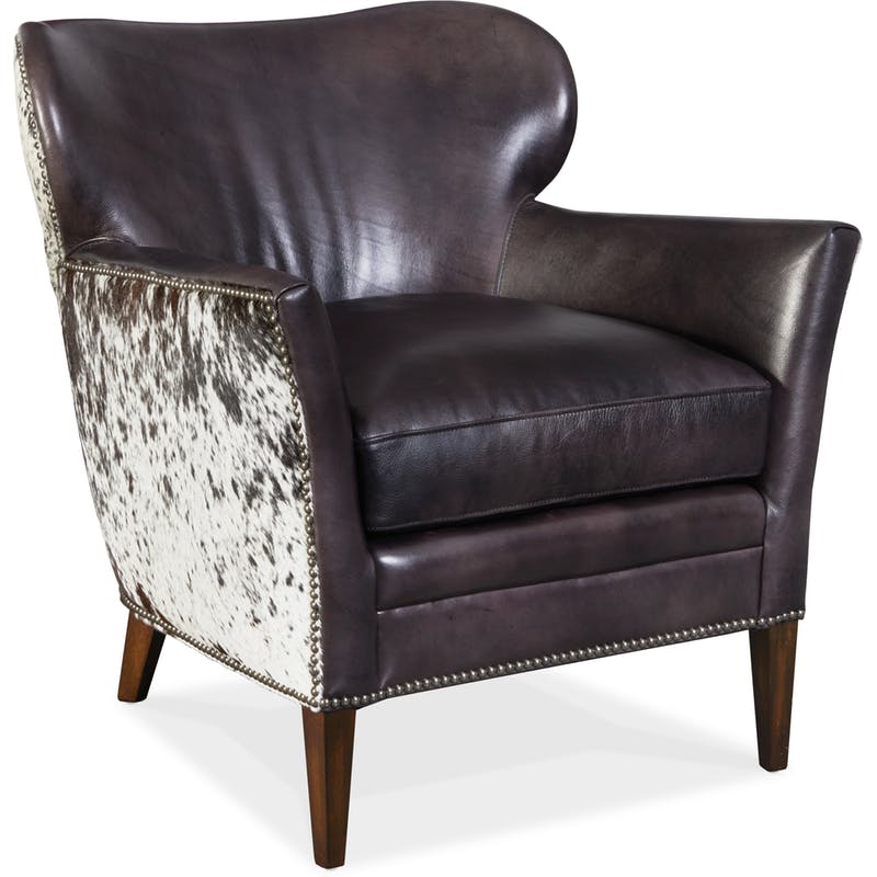 Hooker Leather Club Chair with Salt Pepper Brindle