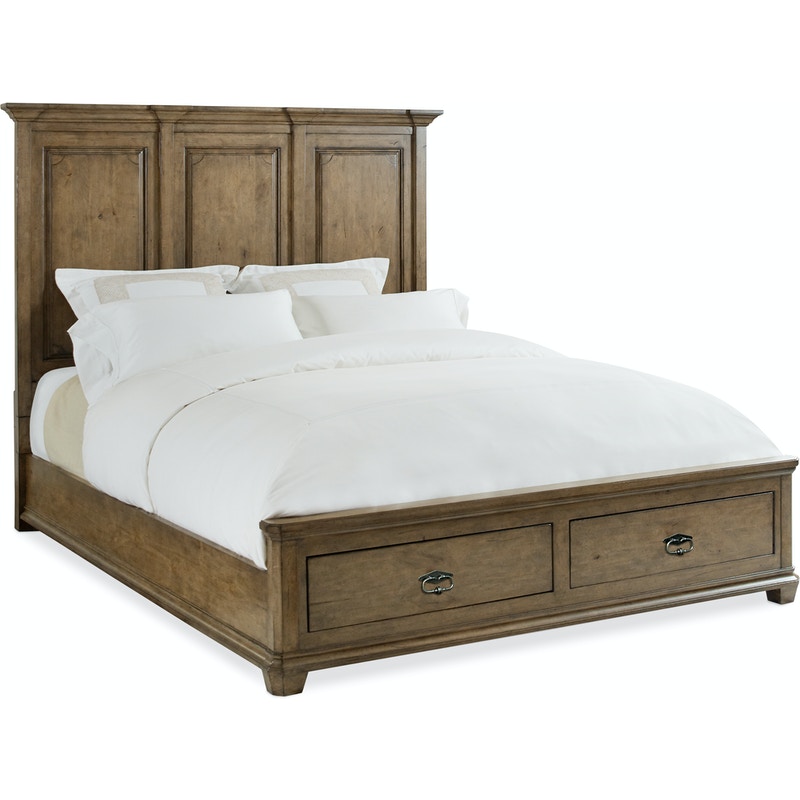 Hooker Queen Wood Mansion Bed with Storage Footboard