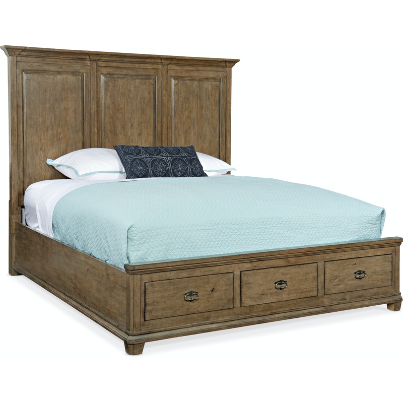 Hooker King Wood Mansion Bed with Storage Footboard