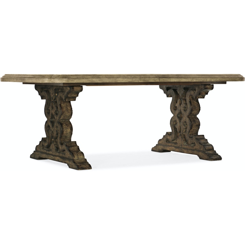 Hooker Le Vieux 86 in Double Pedestal Table with 2 18 in Leaves