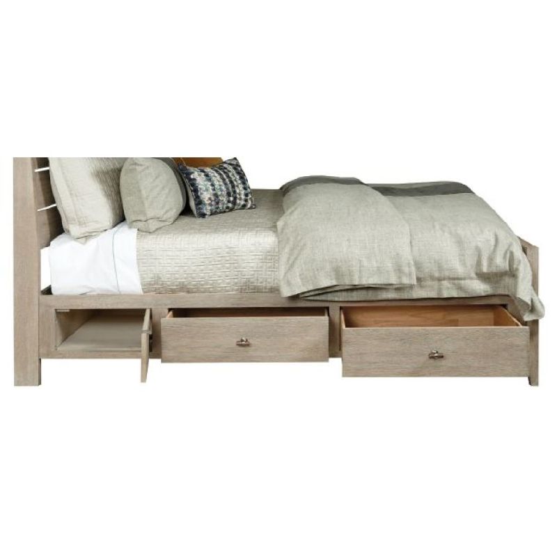 Kincaid Incline Queen Oak High Bed with Storage Rails Complete
